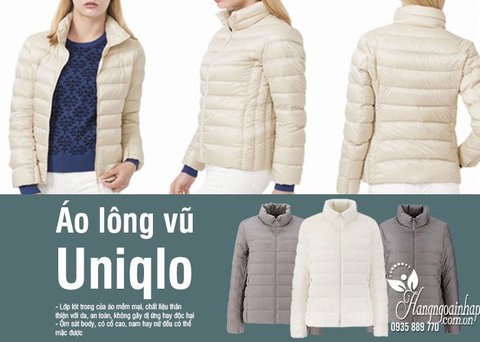 Áo lông vũ Uniqlo Nhật Bản chính hãng, không mũ, siêu nhẹ 9