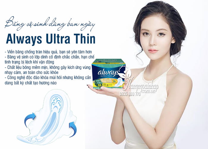 Băng vệ sinh Always Ultra Thin 96 miếng Mỹ, dùng ban ngày  9