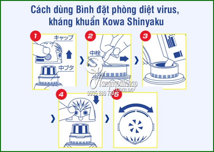 Bình đặt phòng diệt virus, kháng khuẩn Kowa Shinyaku Nhật 4