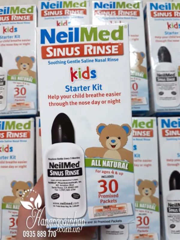 Bình rửa mũi NeilMed Kids Starter Kit 30 gói cho trẻ em của Mỹ 6