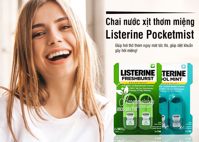 Chai nước xịt thơm miệng Listerine Pocketmist của Mỹ 7