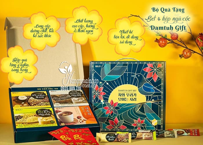 Bộ quà tặng Damtuh Gift Set 4 hộp ngũ cốc và trà cao cấp 67