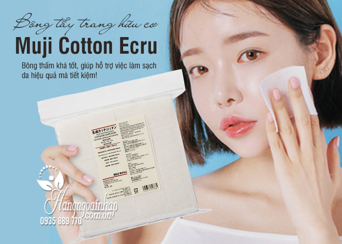 Bông tẩy trang Muji Cotton Ecru hữu cơ 180 miếng của Nhật 1
