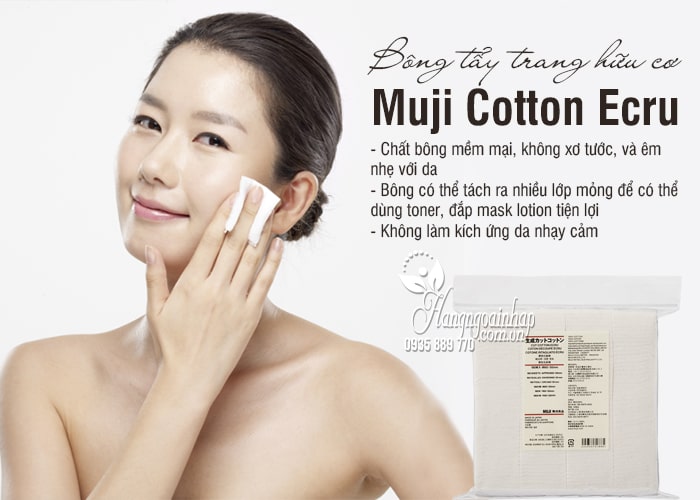 Bông tẩy trang Muji Cotton Ecru hữu cơ 180 miếng của Nhật 4
