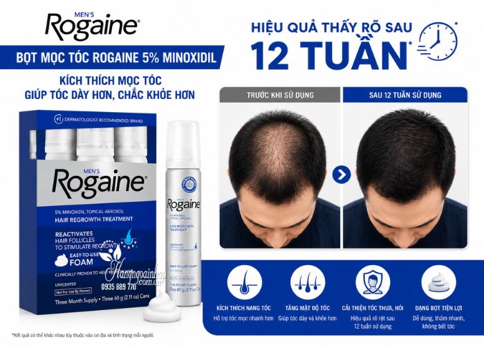 Bọt hỗ trợ mọc tóc cho nam Men’s Rogaine Minoxidil 5% Foam 7