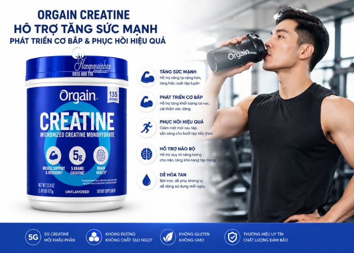 Bột hỗ trợ tăng cơ Orgain Creatine Monohydrate 675g của Mỹ 1
