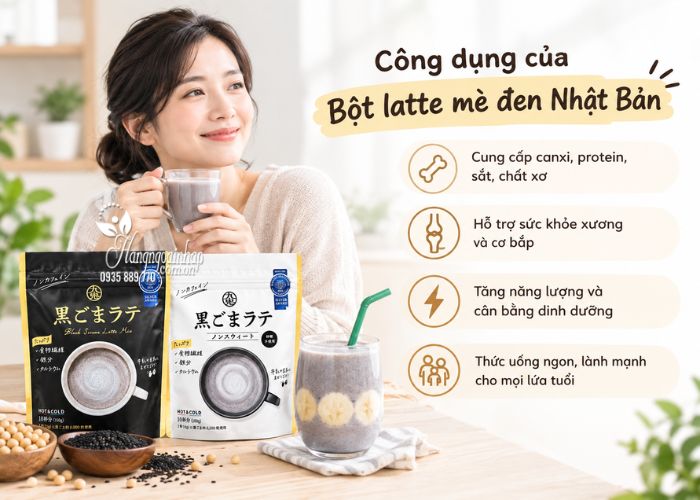 Bột mè đen đậu nành Kuro Goma Latte của Nhật Bản công dụng