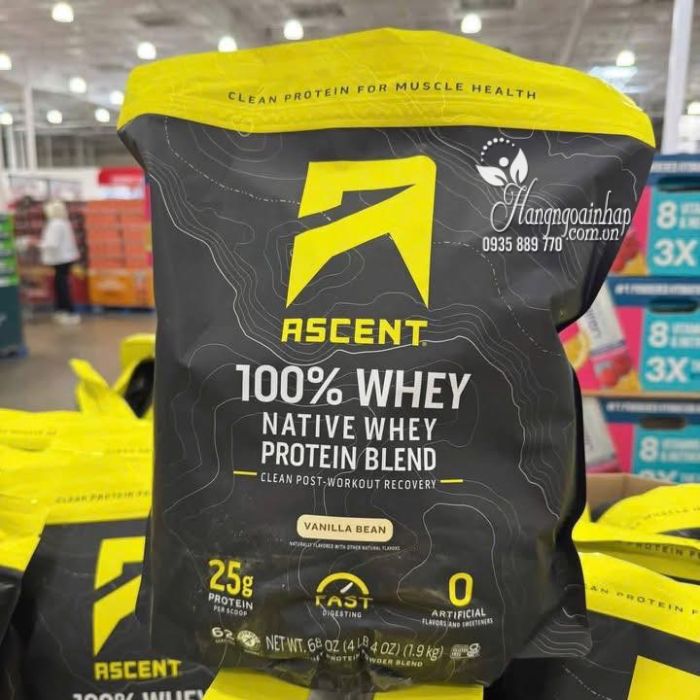Bột Protein Ascent 100 Whey Native Whey Protein Blend 1.9kg 2