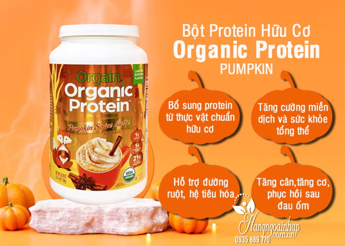 Bột protein hữu cơ Orgain Organic Protein Pumpkin 9