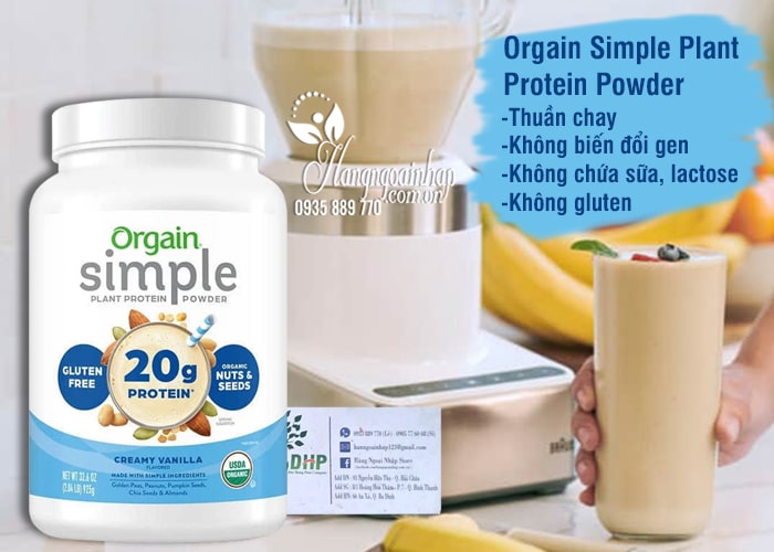 Bột Protein hữu cơ Orgain Simple Plant Protein Powder 925g  7