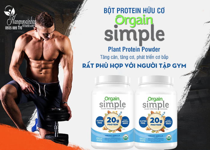 Bột Protein hữu cơ Orgain Simple Plant Protein Powder 925g  1