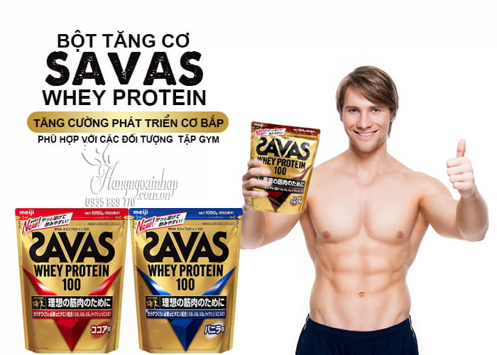 Bột tăng cơ Savas Whey Protein 100 của Nhật Bản 1050g 1