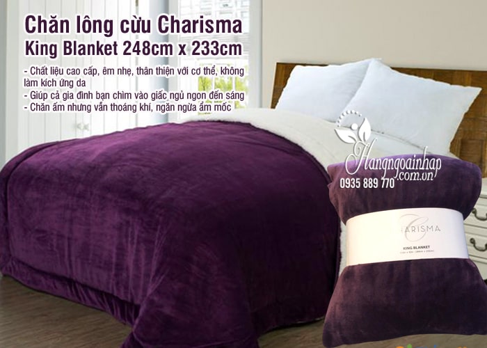 Chăn lông cừu Charisma King Blanket 248cm x 233cm cao cấp 4