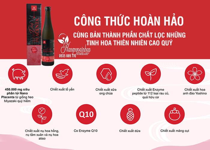 Nước uống nhau thai Hebora Beauty Placenta Drink 500ml Nhật 4