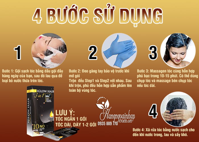 Dầu gội phủ bạc tóc Iglow Hair 3 in 1 Black Coverage Hàn Quốc 4