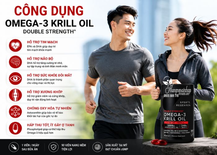 Dầu nhuyễn thể Omega 3 Krill Oil Sports Research 1000mg