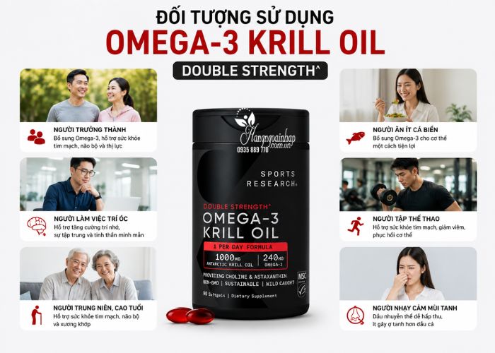 Dầu nhuyễn thể Omega 3 Krill Oil Sports Research 1000mg 9