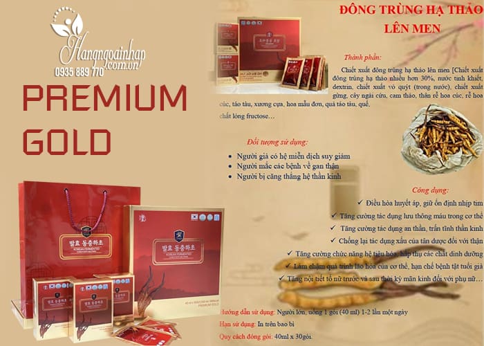 Đông trùng hạ thảo lên men Premium Gold 40ml x 30 gói  67