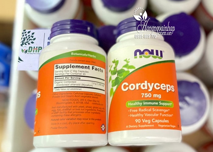 Đông trùng hạ thảo Now Cordyceps 750mg của Mỹ 90 viên 8