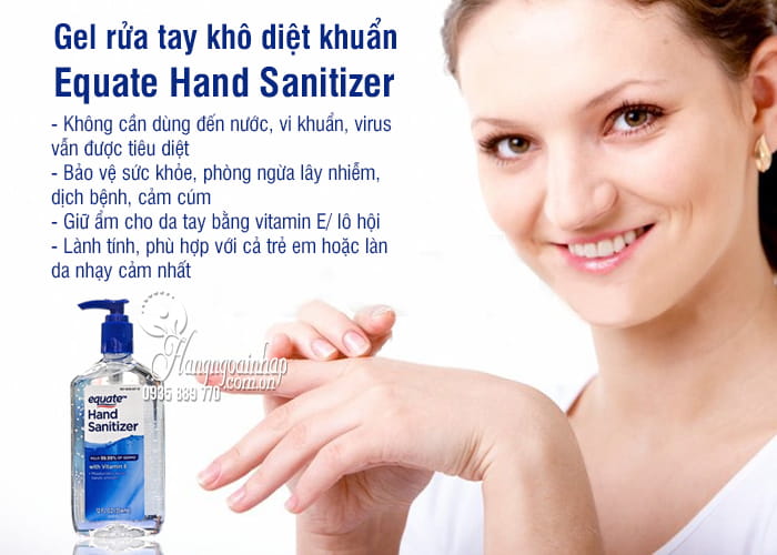 Gel rửa tay khô Equate Hand Sanitizer 354ml của Mỹ, diệt khuẩn 5