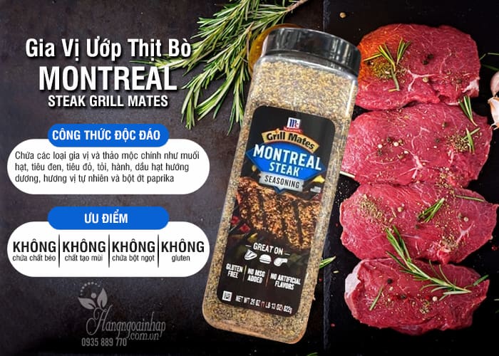 Gia vị ướp thịt bò Montreal Steak Grill Mates 822g của Mỹ 5