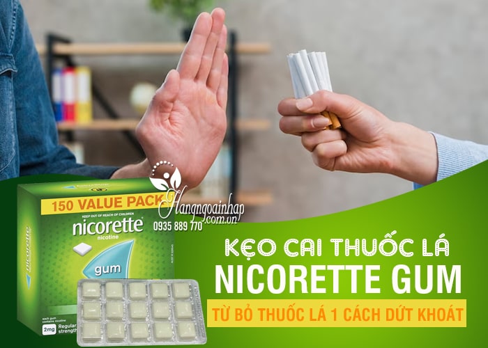 Kẹo cai thuốc lá Nicorette Gum 2mg 150 viên của Úc 1