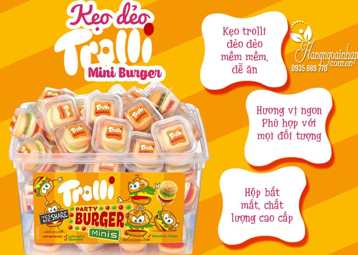 Kẹo dẻo Trolli Mini Burger 600g của Đức, chất lượng, giá rẻ 66