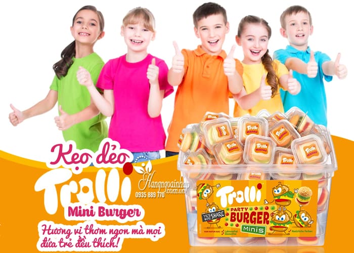 Kẹo dẻo Trolli Mini Burger 600g của Đức, chất lượng, giá rẻ 44