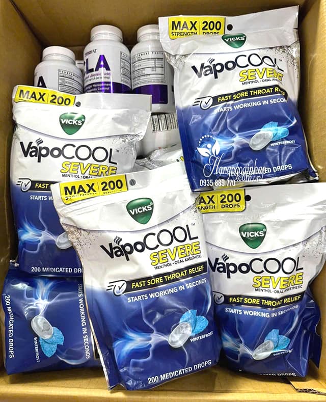 Kẹo ngậm giảm ho Vicks VapoCool Severe 200 viên của Mỹ 38
