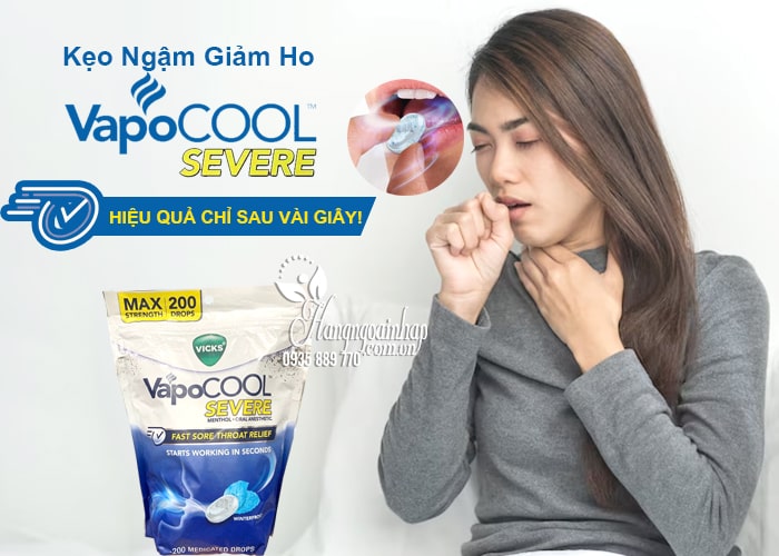 Kẹo ngậm giảm ho Vicks VapoCool Severe 200 viên của Mỹ 1