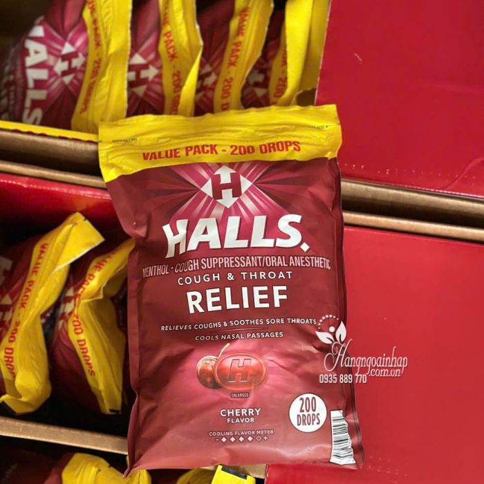 Kẹo ngậm Halls Relief 200 viên vị cherry - Giảm ho, đau họng 1