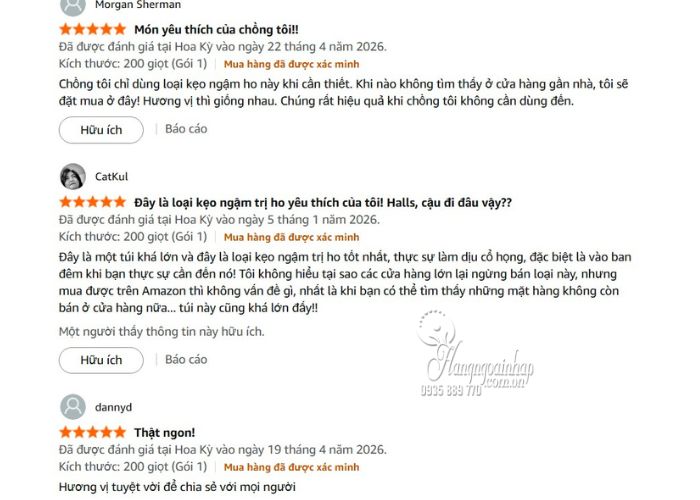 Kẹo ngậm Halls Relief 200 viên vị cherry - Giảm ho, đau họng 34