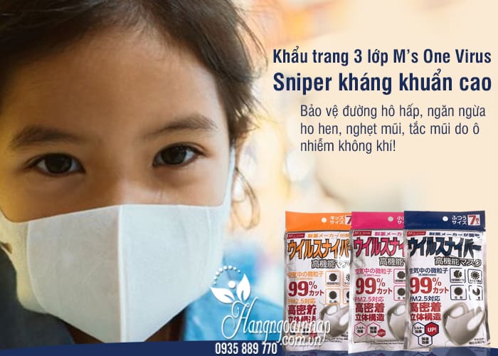 Khẩu trang 3 lớp M’s One Virus Sniper kháng khuẩn cao 1