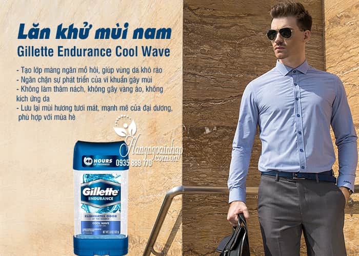 Lăn khử mùi nam Gillette Endurance Cool Wave 107g từ Mỹ 7