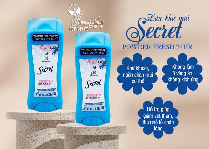 Lăn khử mùi Secret Powder Fresh 24HR của Mỹ 59g 6