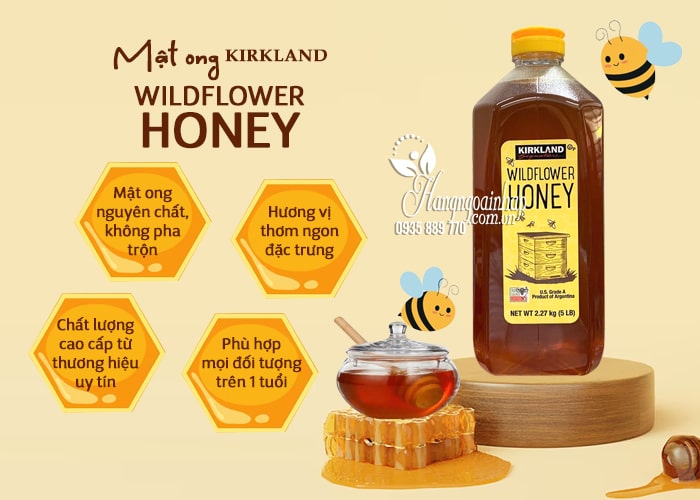 Mật ong Kirkland WildFlower Honey 2.27kg chính hãng Mỹ 57