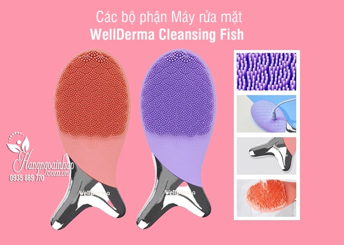 Máy rửa mặt WellDerma Cleansing Fish xanh, hồng của Hàn Quốc