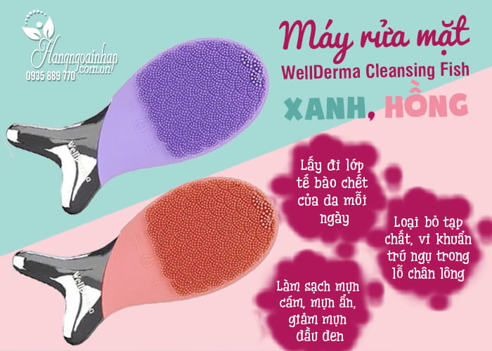 Máy rửa mặt WellDerma Cleansing Fish xanh, hồng của Hàn Quốc 9