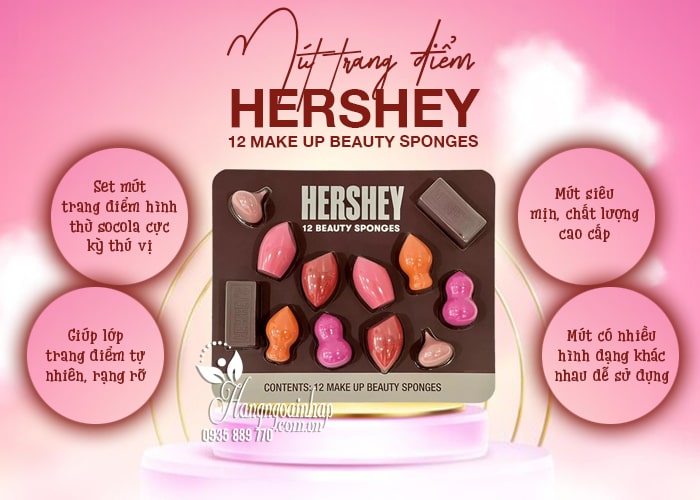 Mút trang điểm Hershey 12 Make Up Beauty Sponges của Mỹ 7