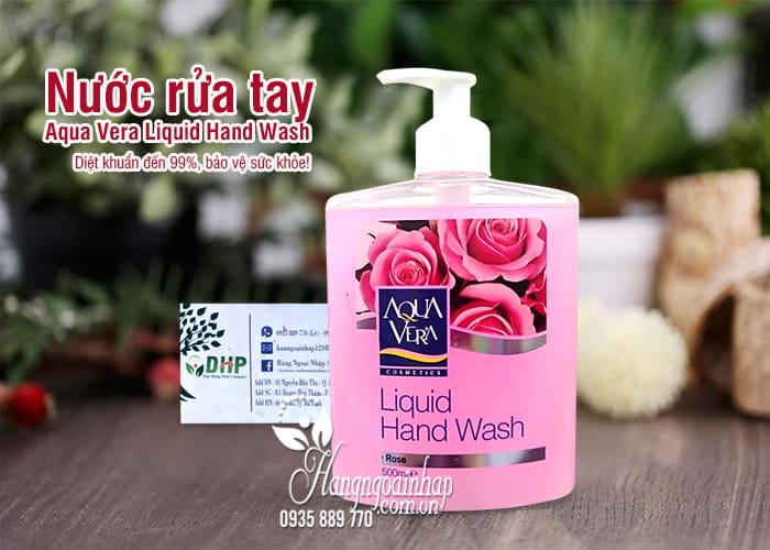 Nước rửa tay Aqua Vera Liquid Hand Wash 500ml hoa hồng 1