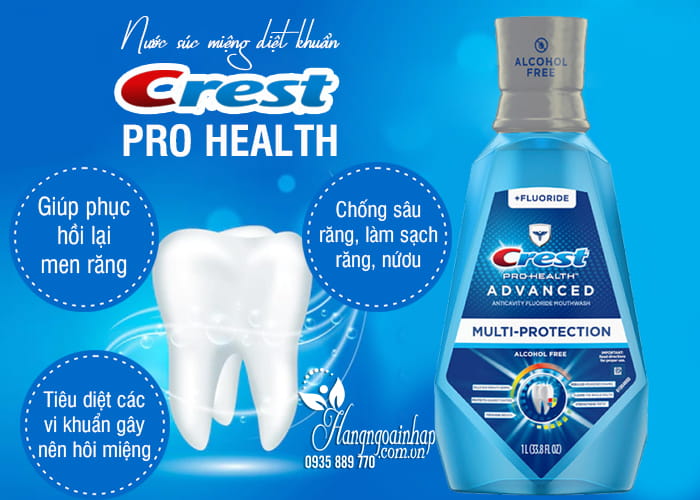 Nước súc miệng diệt khuẩn Crest Pro Health 1 lít của Mỹ 9