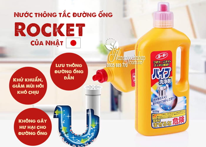 Nước thông tắc đường ống Nhật Bản Rocket chai 800g 5