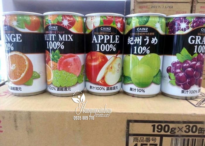 Nước trái cây Cainz Juice 100% của Nhật Bản thùng 30 lon  80