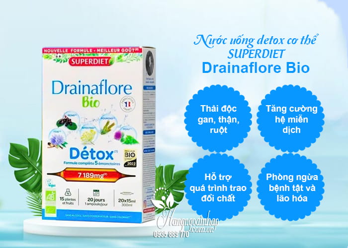 Nước uống detox cơ thể Superdiet Drainaflore Bio 20 ống 5