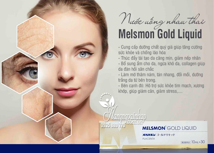 Nước uống nhau thai Melsmon Gold Liquid Nhật Bản 5