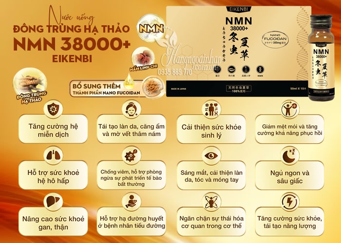 Nước uống NMN đông trùng hạ thảo 38000+ Eikenbi Nhật Bản 3
