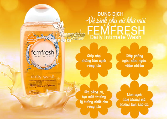 Dung dịch vệ sinh phụ nữ khử mùi Femfresh Daily Intimate Wash 250ml 8