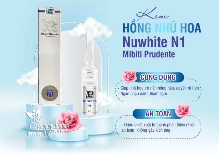 Kem làm hồng nhũ hoa Nuwhite N1 Mibiti Prudente chính hãng Mỹ 12