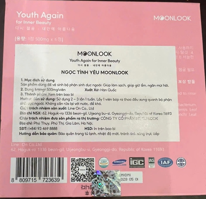 Viên đặt phụ khoa MoonLook của Hàn Quốc mẫu mới hộp 6 viên 89
