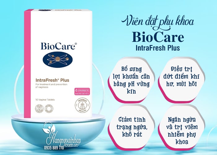 Viên đặt phụ khoa Biocare Intrafresh Plus 10 viên của Anh 1